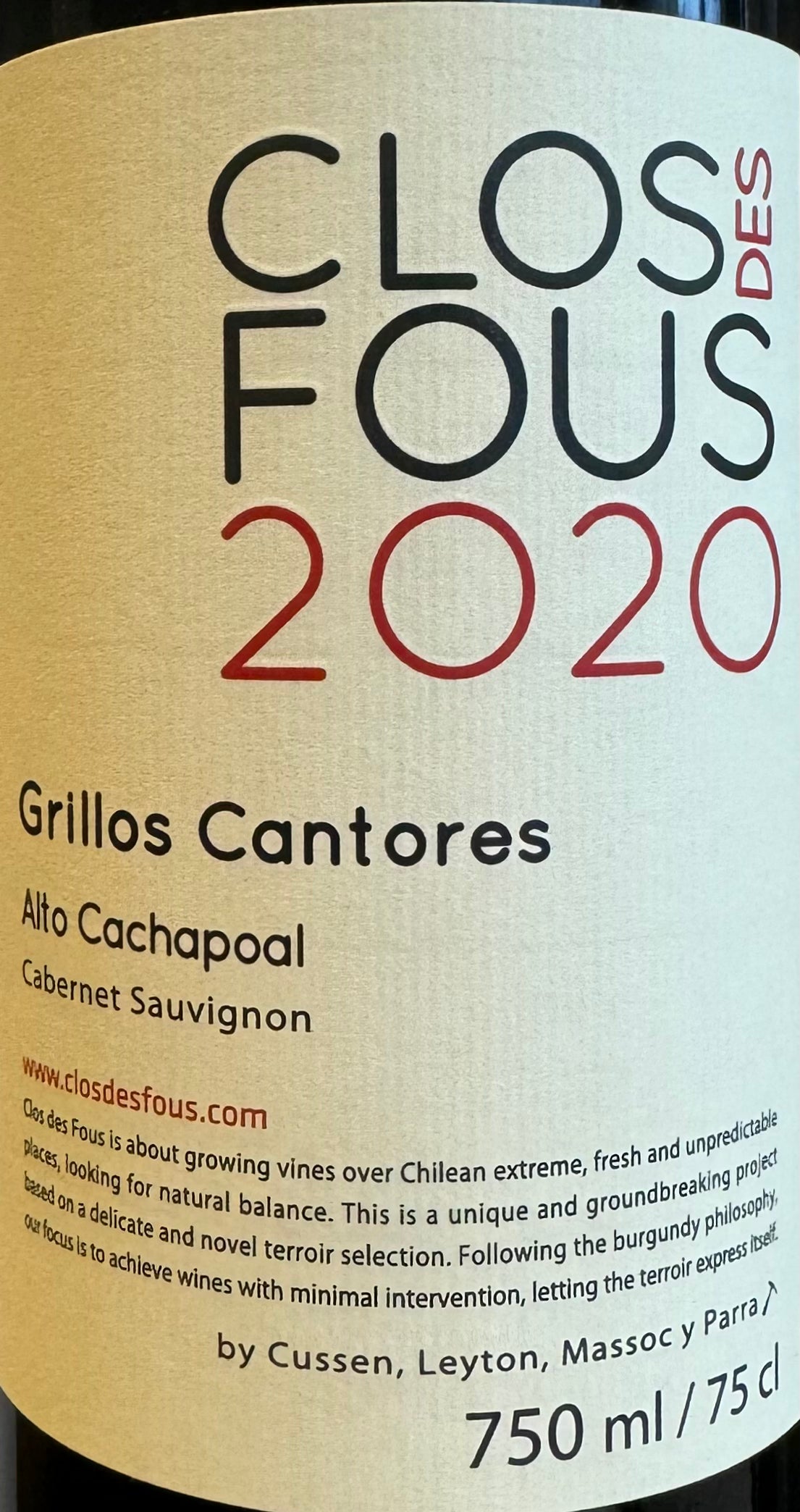 Clos des Fous 'Grillos Cantores' - Cabernet Sauvignon