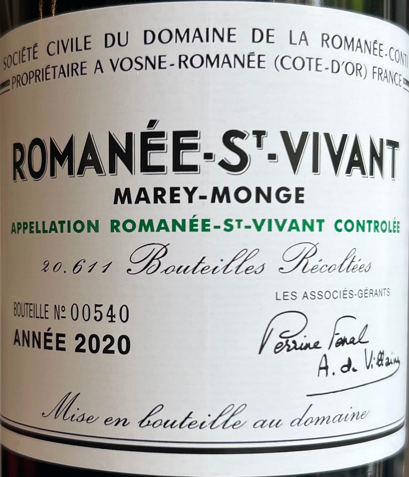Domaine de la Romanee Conti 'Romanée-St-Vivant' - 2020