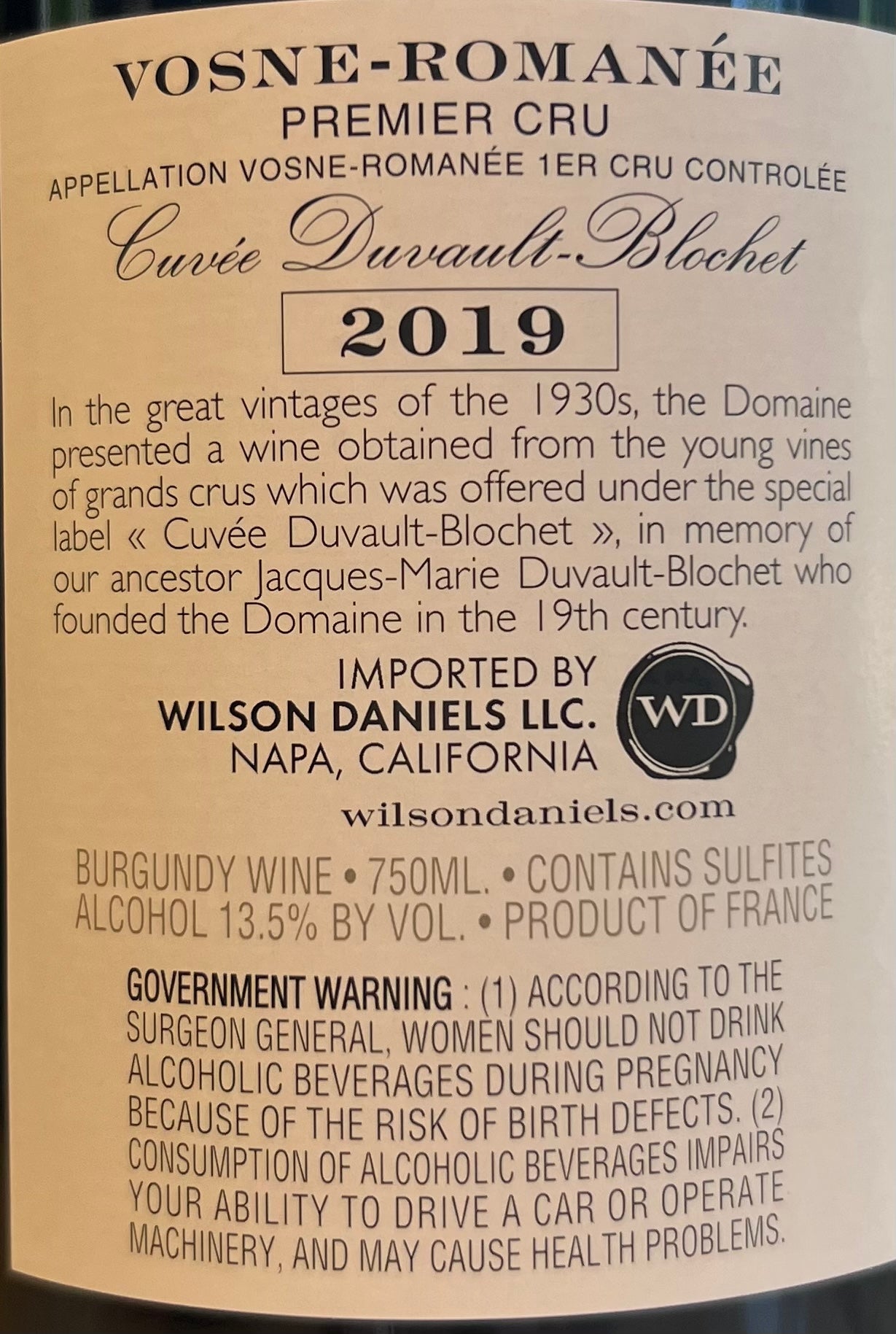 Domaine de la Romanee Conti - 1er Cru Vosne-Romanee - 2019