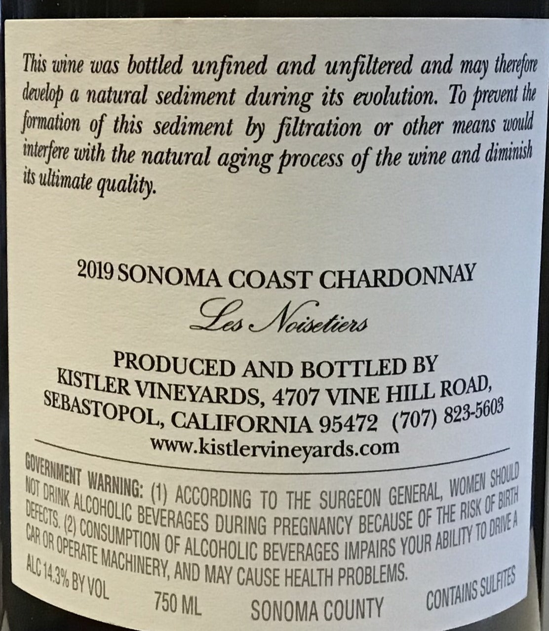 Kistler 'Les Noisetiers' - Sonoma Coast Chardonnay