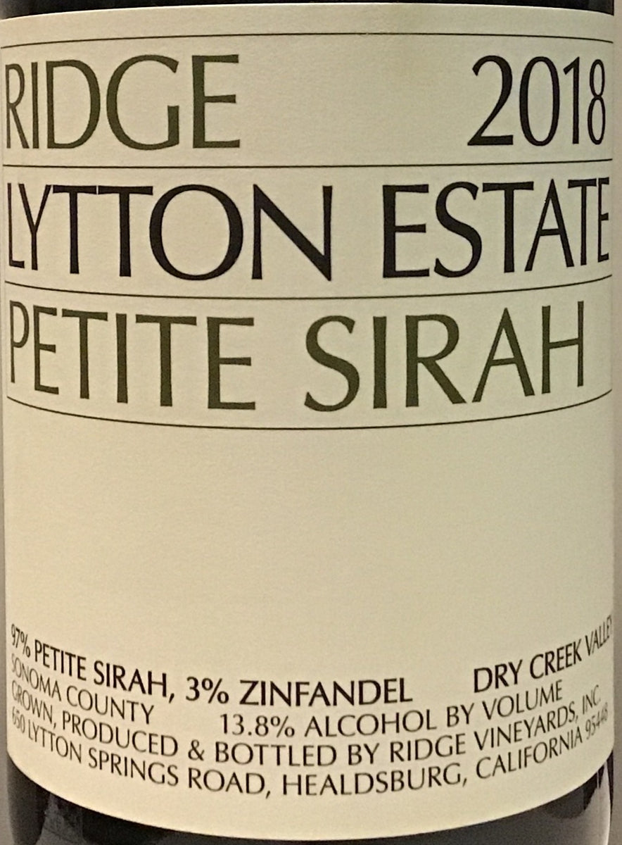 Ridge 'Lytton Estate' Petite Sirah The Wine Feed