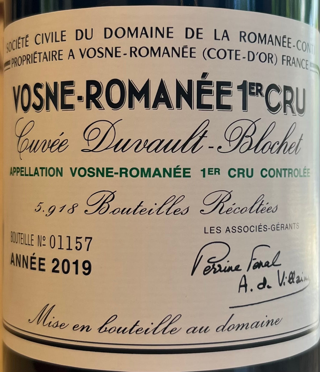 Domaine de la Romanee Conti - 1er Cru Vosne-Romanee - 2019