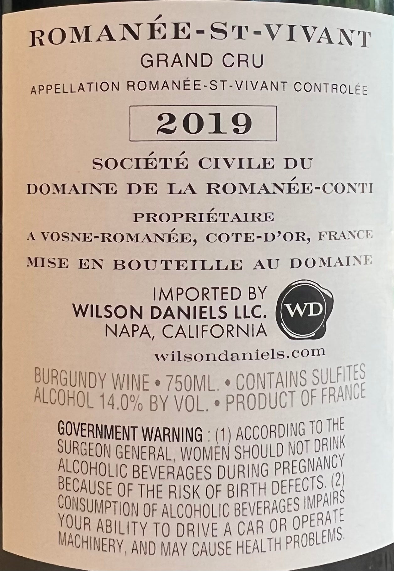 Domaine de la Romanee Conti 'Romanée-St-Vivant' - 2019