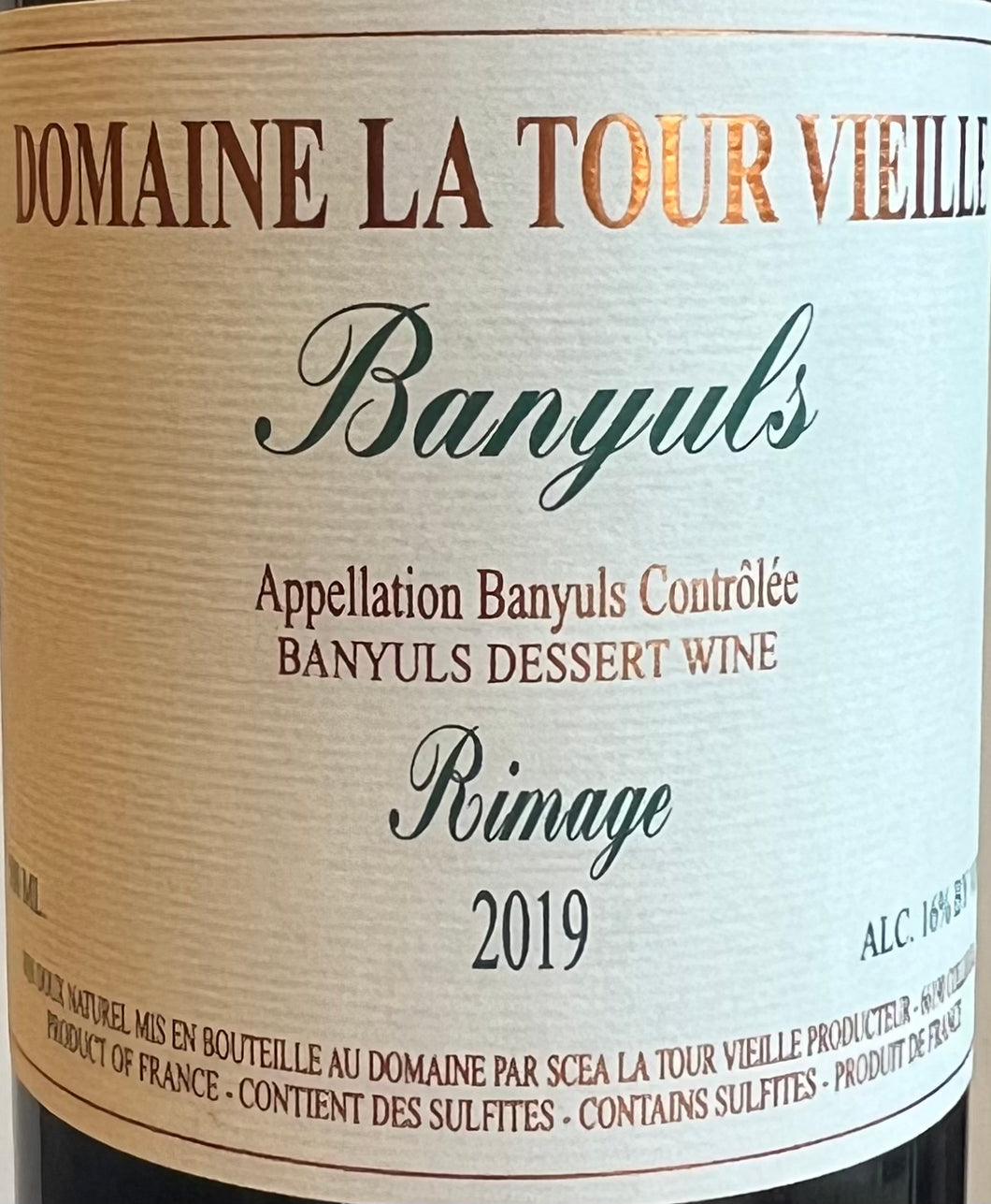 Domaine la Tour Vieille 'Rimage' - Banyuls - 500ml