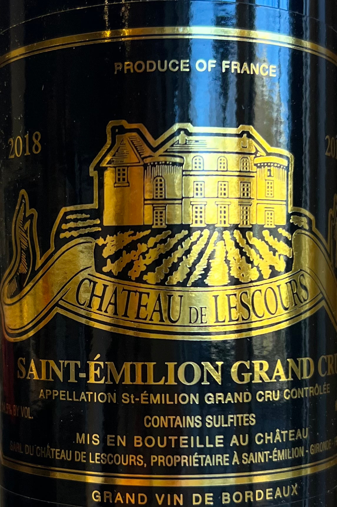 Chateau de Lescours - Saint Emilion Grand Cru - 2018