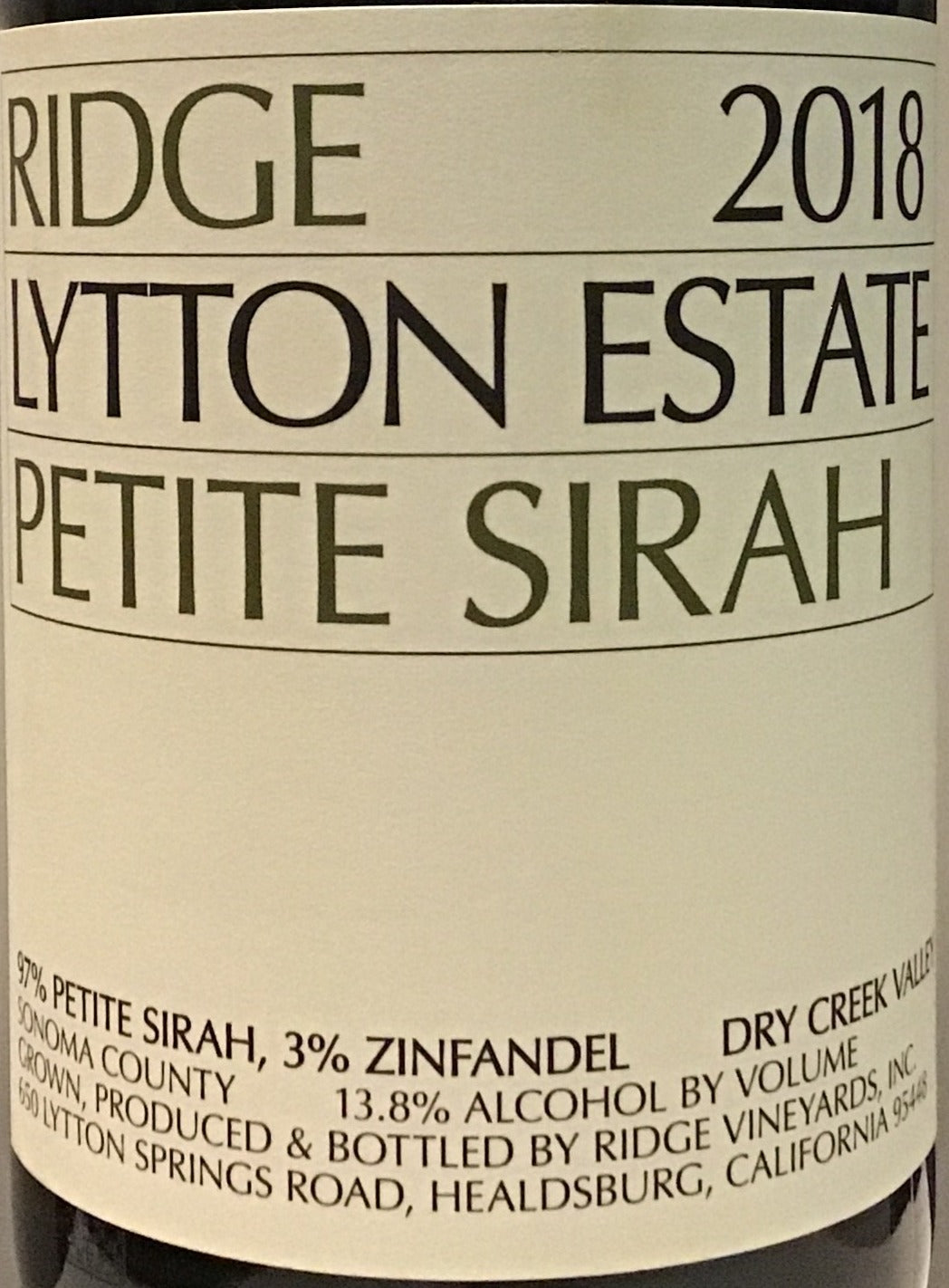 Ridge 'Lytton Estate' - Petite Sirah