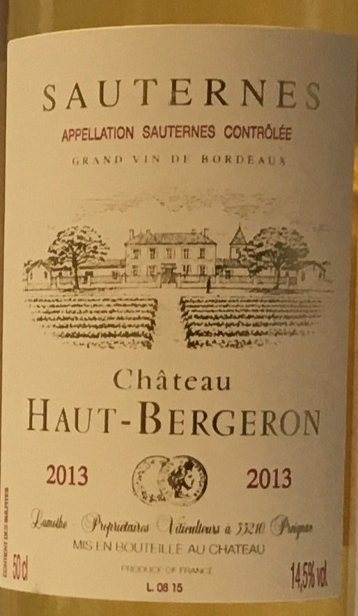 Chateau Haut - Bergeron - Sauternes 2013